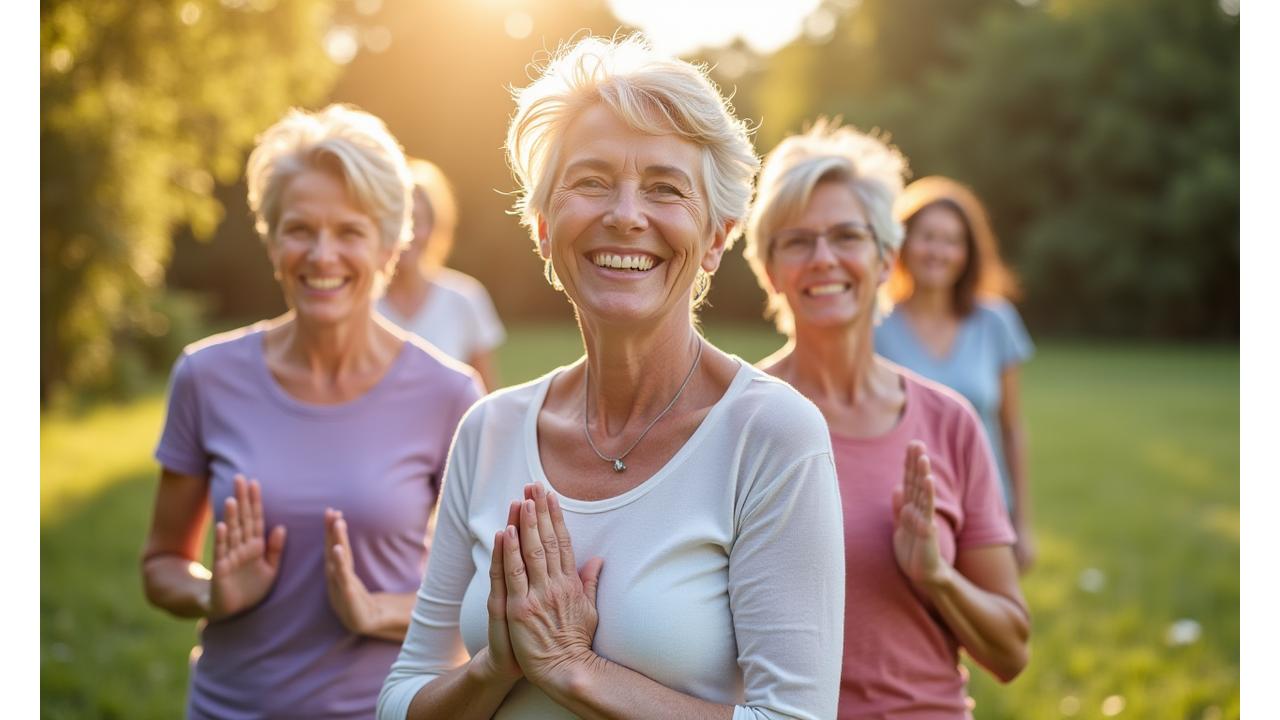 Diverse group of vibrant women over 35 smiling, exercising, and enjoying life, symbolizing holistic health and empowerment.